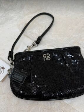 Coach Black Sequin Clutch Wristlet